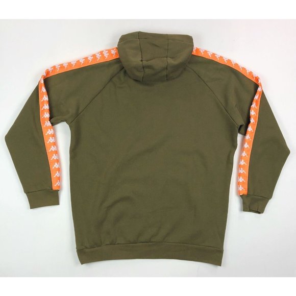 Kappa 222 Banda Hurtado 2 Men 3XL Olive Green Orange Hoodie Sweatshirt Logo Tape - Picture 10 of 12
